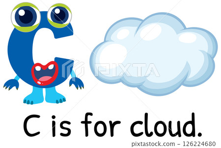 Playful Alphabet Illustration with Cloud Theme 126224680