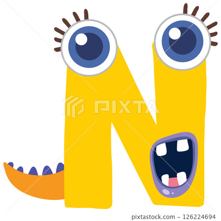 Playful Monster Alphabet Letter N Illustration 126224694