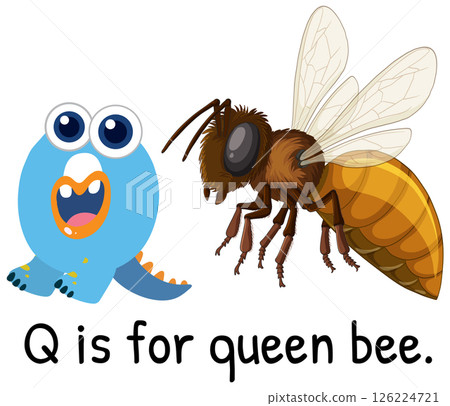 Alphabet Illustration: Q for Queen Bee Alphabet Illustration: Q for Queen Bee 126224721