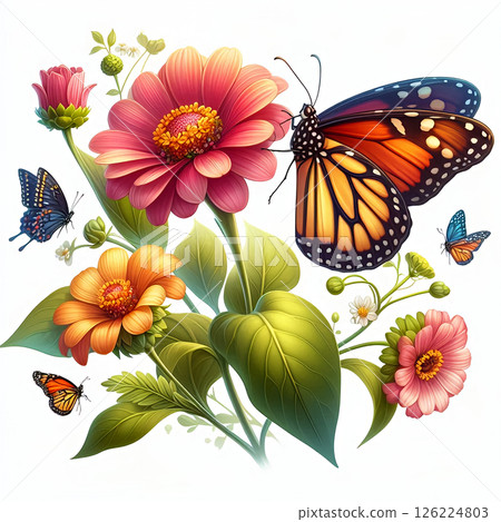 Flowers and butterflies 126224803