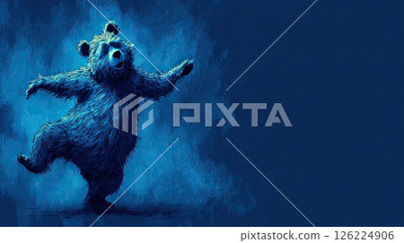 Bear watercolor illustration standing hind blue animal happy 126224906