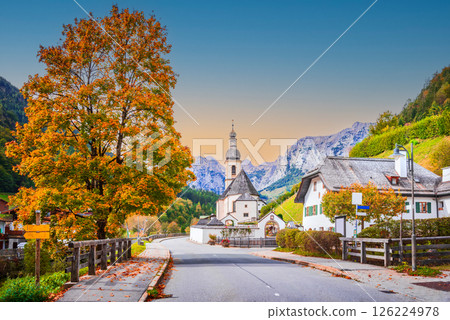Ramsau am Berchtesgaden, Germany. Autumn colored landscape in Bayern Land. 126224978