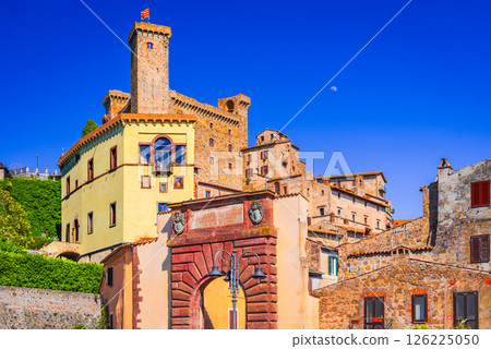 Bolsena, Italy. Castle of Bolsena, old town houses in Viterbo Province, Lazio. Bolsena, Italy. Castle of Bolsena, old town houses in Viterbo Province, Lazio. 126225050