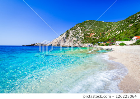 Kefalonia, Greece. Petani Beach, beautiful Greek Islands and Ionian Sea. 126225064