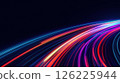 Futuristic Digital Network with High Speed Connection and Colorful Light Trails on Dark Background 126225944