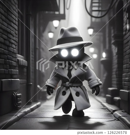 Film Noir robot,background black color. 126226578