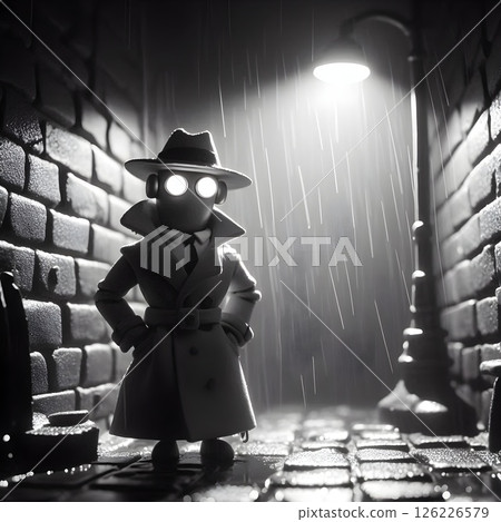 Film Noir robot,background black color. 126226579