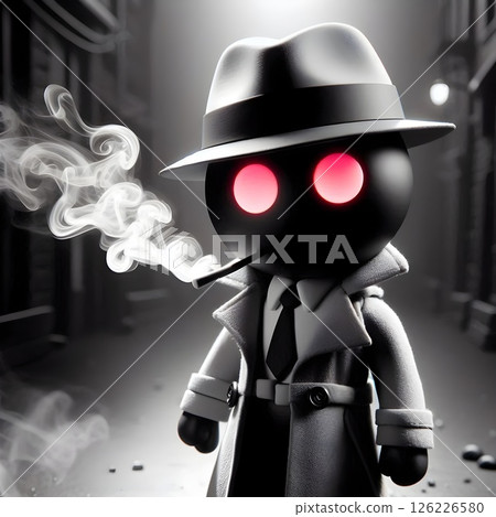Film Noir robot,background black color. Film Noir robot,background black color. 126226580