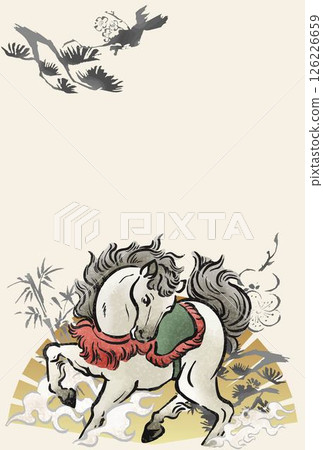 New Year's card 2026 New Year's 2026 Horse Year of the Horse Horse Sumi-e Ink painting Watercolor Japanese painting Template Design 126226659