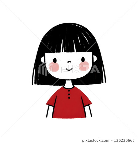 The girl is drawn in a simple, whimsical style. The girl is drawn in a simple, whimsical style. 126226665