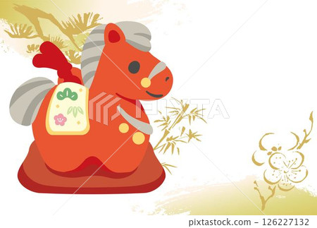 New Year's card, New Year, 2026, Horse, Year of the Horse, Horse, Clay Bell, Sumi-e, Cute, Template, Design, Illustration 126227132