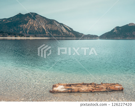 Idyllic summer landscape with mountain lake in the Alps in Bavaria, Germany 126227420