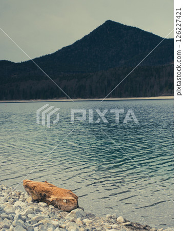 Idyllic summer landscape with mountain lake in the Alps in Bavaria, Germany 126227421