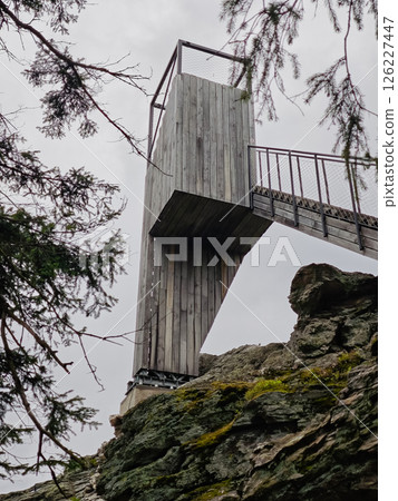 The steel and wooden watchtower named Straz in Jizerske mountains 126227447