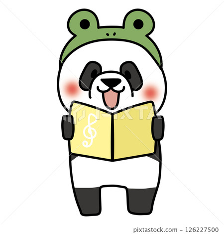 熊貓穿著青蛙服裝唱歌 126227500