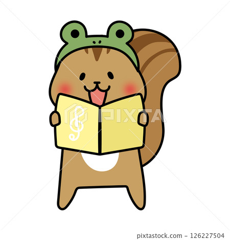 Singing squirrel wearing a frog costume Singing squirrel wearing a frog costume 126227504