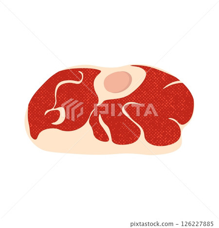 Beef steak. Cartoon meat fillet with bone, grilled barbecue protein ingredient, butcher shop red meat product, fresh steak cut for restaurant menu. Vector illustration Beef steak. Cartoon meat fillet with bone, grilled barbecue protein ingredient, butcher shop red meat product, fresh steak cut for restaurant menu. Vector illustration 126227885