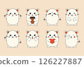 Cute kawaii cats. Cartoon funny kitten characters, adorable silhouettes with sad and happy faces for stickers, textile, posters. Vector childish doodle set 126227887