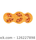 French bread with sesame seeds. Fresh traditional bakery wheat product, baguette loaf bun croissant, healthy organic pastry food. Vector baked bread illustration 126227898