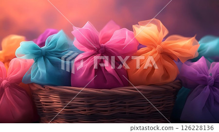 colorful flowers in basket colorful flowers in basket 126228136