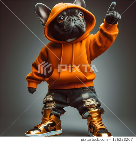 French Bulldog Gangster Plain orange hoodie. 126228207