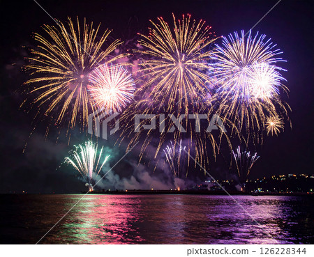 煙火、夜空生成AI背景 126228344