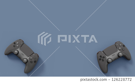 Realistic black video game joysticks or gamepads on black background Realistic black video game joysticks or gamepads on black background 126228772