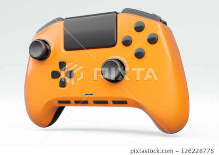 Realistic orange video game joystick or gamepad on white background Realistic orange video game joystick or gamepad on white background 126228778