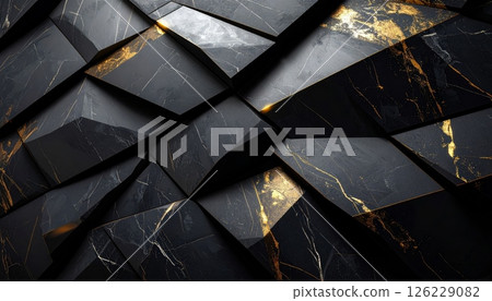 Dark grey stone floor and thin gold lines in multiple layers with warm light and soft shadows. Dark grey stone floor and thin gold lines in multiple layers with warm light and soft shadows. 126229082