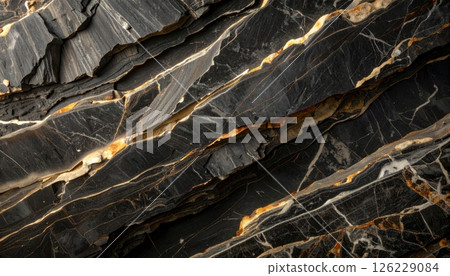 Dark grey stone floor and thin gold lines in multiple layers with warm light and soft shadows. Dark grey stone floor and thin gold lines in multiple layers with warm light and soft shadows. 126229084