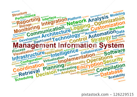 Management Information System Word Cloud. Key Concepts in Data and Digital Decision Making 126229515