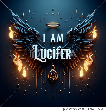 Dark blue and stylish background with the words I am Lucifer. 126229531