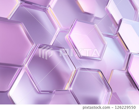 Futuristic three-dimensional background with purple transparent hexagons 126229550