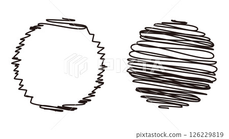 Monochrome doodle round frames. Set 1 of vector illustrations in messy sketch style Monochrome doodle round frames. Set 1 of vector illustrations in messy sketch style 126229819