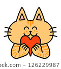 Tea tabby cat with a heart 126229987