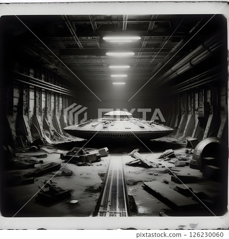 Copy of a 1950's style Polaroid flying saucer photograph. Copy of a 1950's style Polaroid flying saucer photograph. 126230060