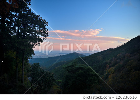 關東：前往大山觀賞秋葉；從大山阿富裡神社站欣賞相模灣和江之島的夜景；神奈川縣伊勢原市 (2) 126230510