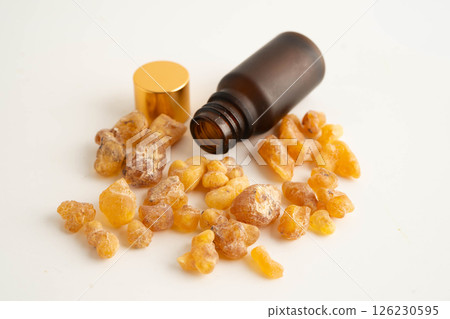 Frankincense or olibanum aromatic resin used in incense and perfumes. 126230595