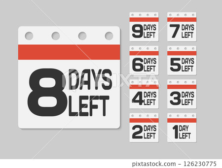 Countdown daily page calendar icon - 8 days left Countdown daily page calendar icon - 8 days left 126230775