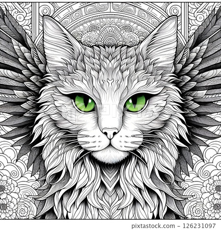 Cat with pointed green eyes dark fantasy fashion. Cat with pointed green eyes dark fantasy fashion. 126231097
