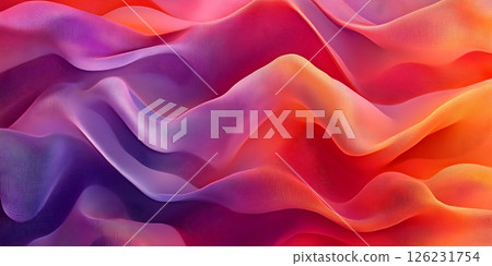 Vibrant Abstract 3D Waves in Red, Purple, and Orange Gradient 126231754
