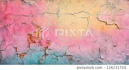 Colorful Cracked Wall Texture with Vintage Aesthetic Colorful Cracked Wall Texture with Vintage Aesthetic 126231758