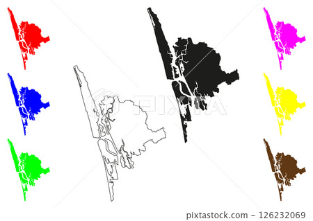 Kochi city (Republic of India, State of Kerala) map vector illustration, scribble sketch Kocci or Cochin map 126232069