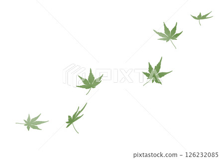 Falling autumn leaves watercolor green 126232085