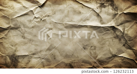 Aged Crumpled Paper Texture - Vintage Grunge Background 126232113