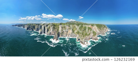 Aerial view of the cliffs of Kitayamazaki, Iwate Prefecture, Tanohata Village Aerial view of the cliffs of Kitayamazaki, Iwate Prefecture, Tanohata Village 126232169