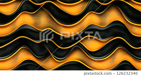 Luxury 3D Golden Waves on Black Textured Background Luxury 3D Golden Waves on Black Textured Background 126232340