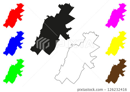 Modinagar city (Republic of India, State of Uttar Pradesh) map vector illustration, scribble sketch Modinagar map 126232416