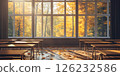 Autumn sunlight in empty classroom interior 126232586