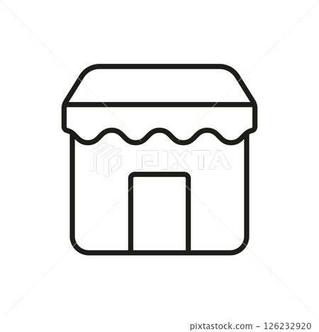 Storefront Line Icon. Retail Shop, Small Business, And Local Market Outline Symbol. Commercial Building Representation. Editable Stroke. Isolated Vector Illustration 126232920